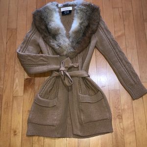Lord & Taylor Sweater/Fox Fur Collar